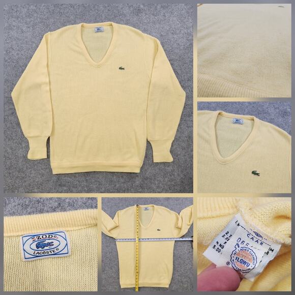 Lacoste Other - Vintage‎ IZOD Lacoste Sweater Mens Large V Neck Pullover Crocodile 80s Knit USA